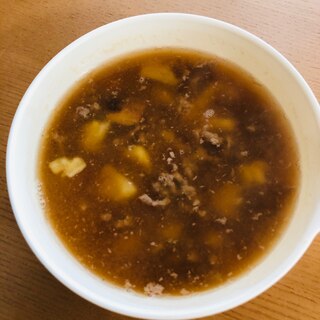 サツマイモと豚ひき肉の味噌汁　幼児食